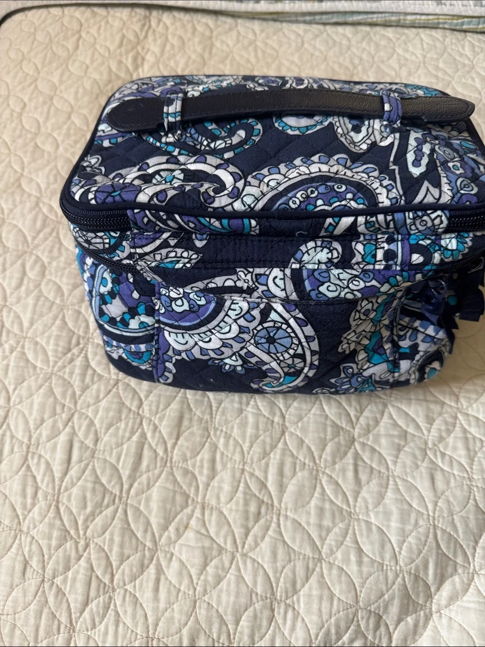 Vera Bradley Quilted Paisley Cosmetic Case in Navy, Blue, Aqua